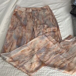 Elegant Marble Print Wide Leg Pants
